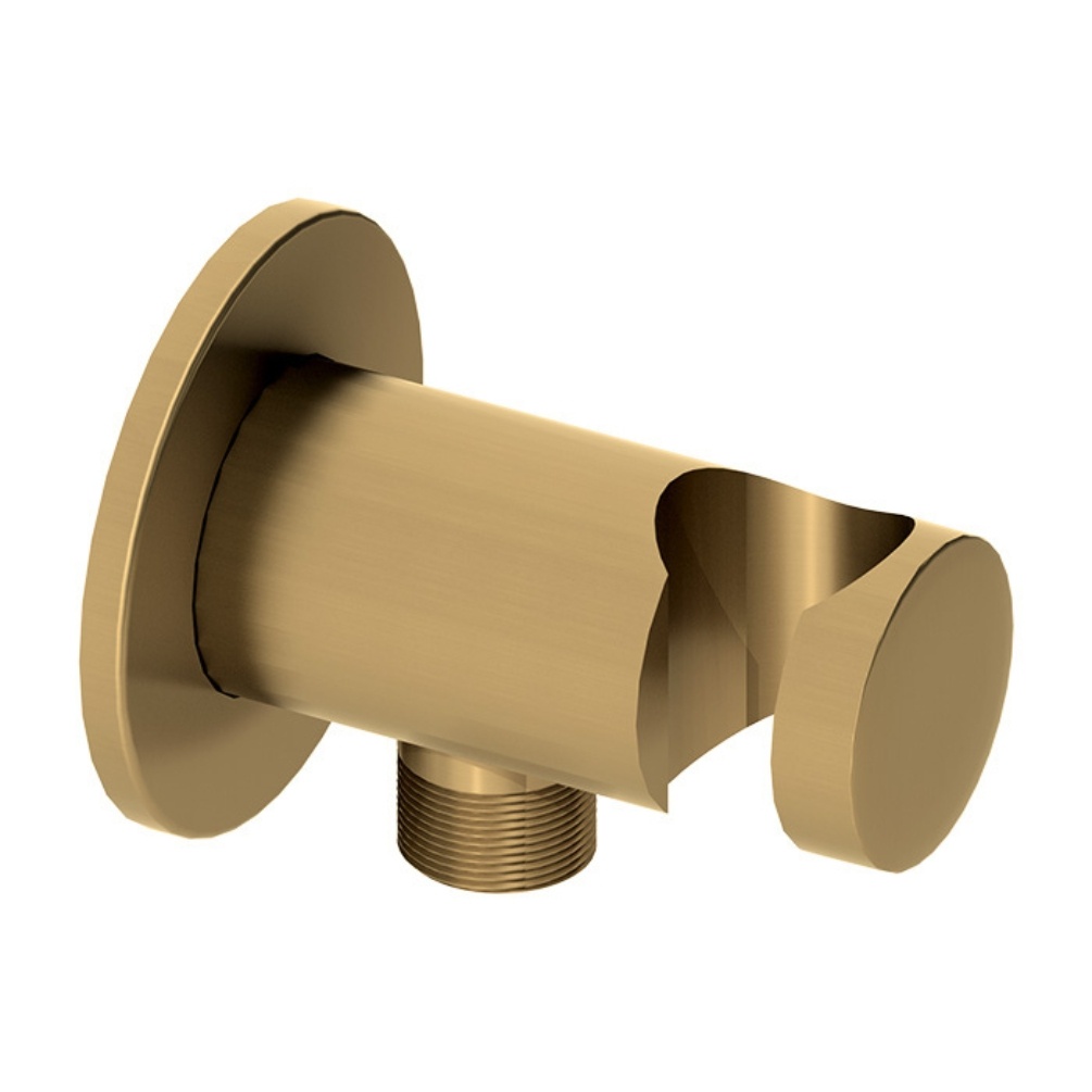 Product cut out image of the Abacus Emotion Brushed Brass Round Wall Outlet & Holder TBTS-414-5802